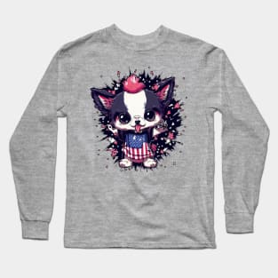 Cute Dog 4th of July Red, White, and Woof Long Sleeve T-Shirt